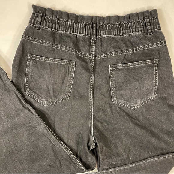 NWT Zara Black Elastic Paper Bag Waist Ultra High Rise 100% Cotton Jeans Size XL - Picture 10 of 16